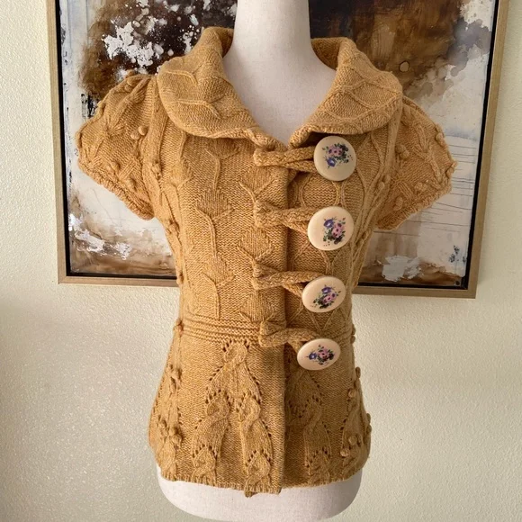 LEIFSDOTTIR by Anthropologie sylvan Scene hippy hobo knit sweater size M